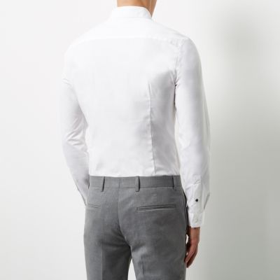 White formal skinny stretch shirt